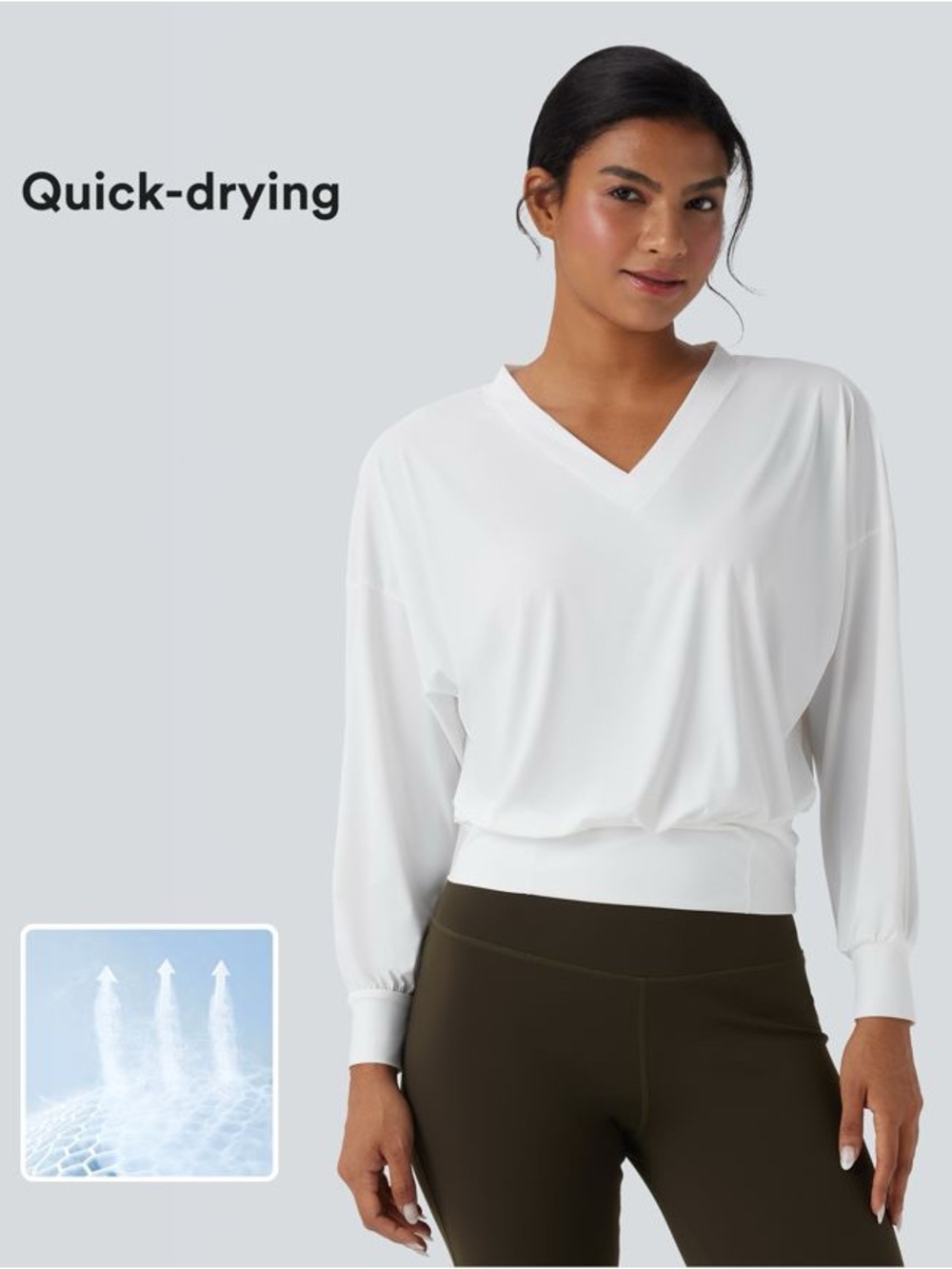 HALARA BLACK V-neck Oversized Quick Dry Yoga Sports Top